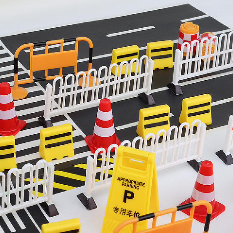 Party Games Mini - Miniatuur verkeersborden en wegversperring speelset, simulatie