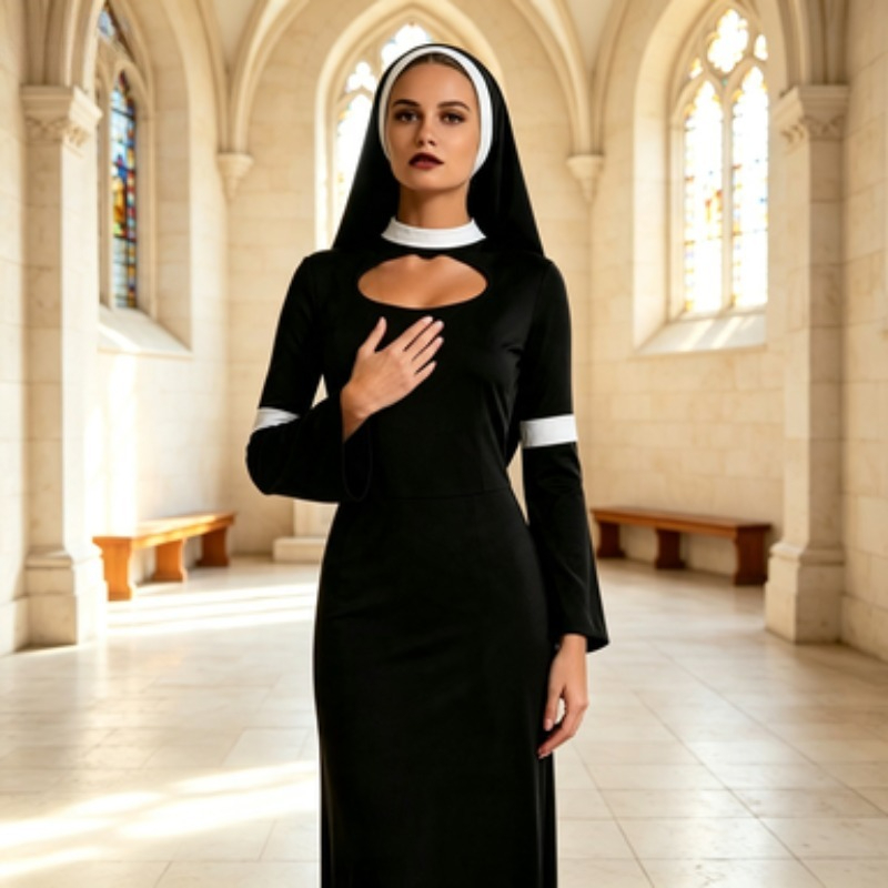 Party Games Crossplay - Halloween Donkere Non Vrouwelijke Priester Cosplay