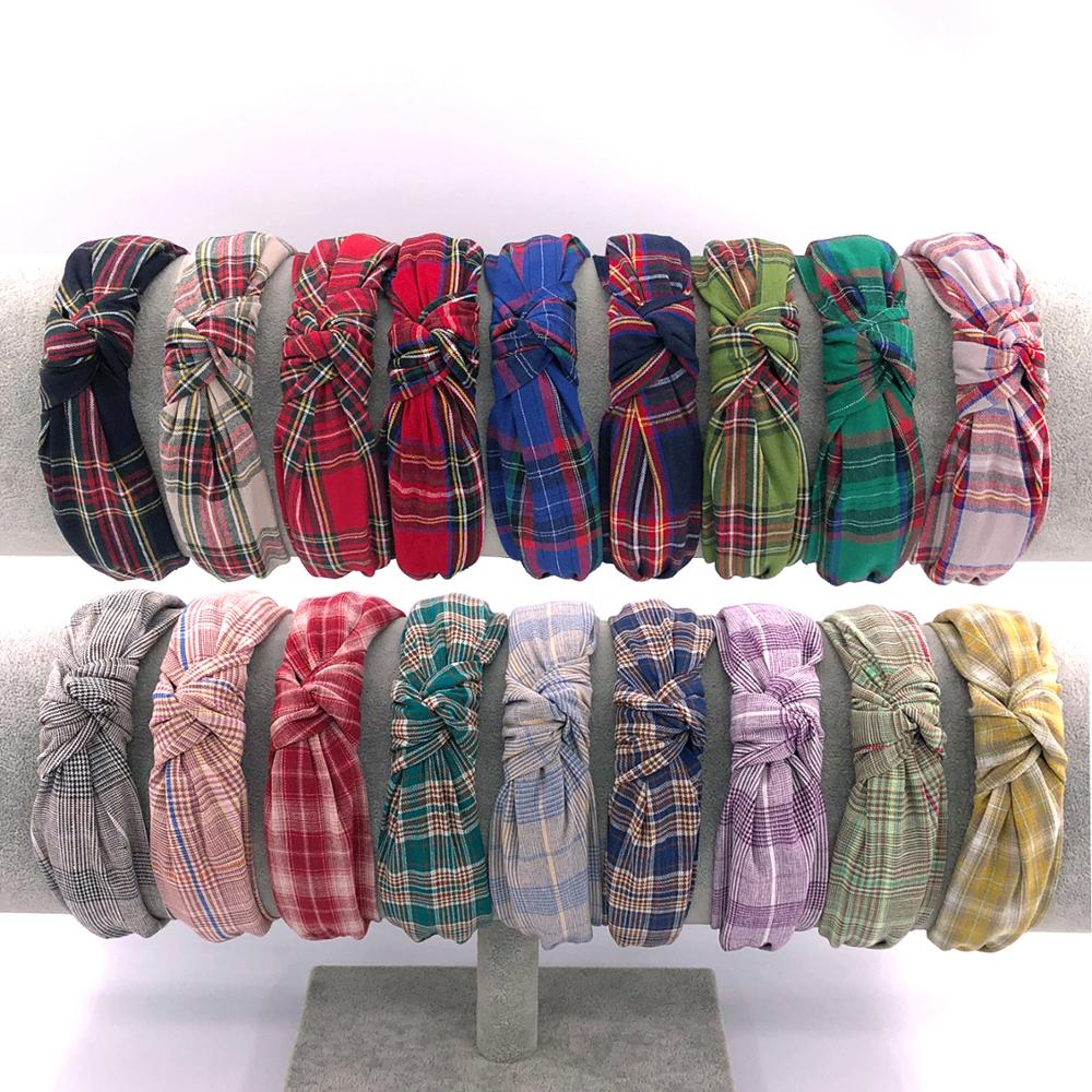 Ring Toss Outdoor - Vintage vrouwen twist hoofdband geruite katoenen