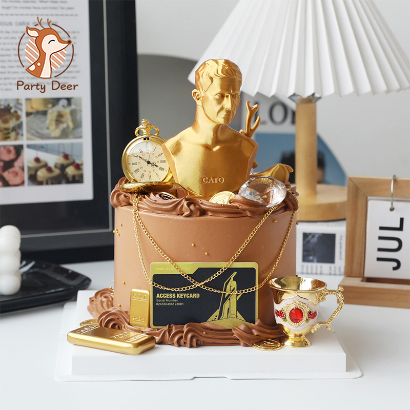 Party Games No Equipment - Spelthema Mannelijke Jongen Man Verjaardagstaartdecoratie Gouden