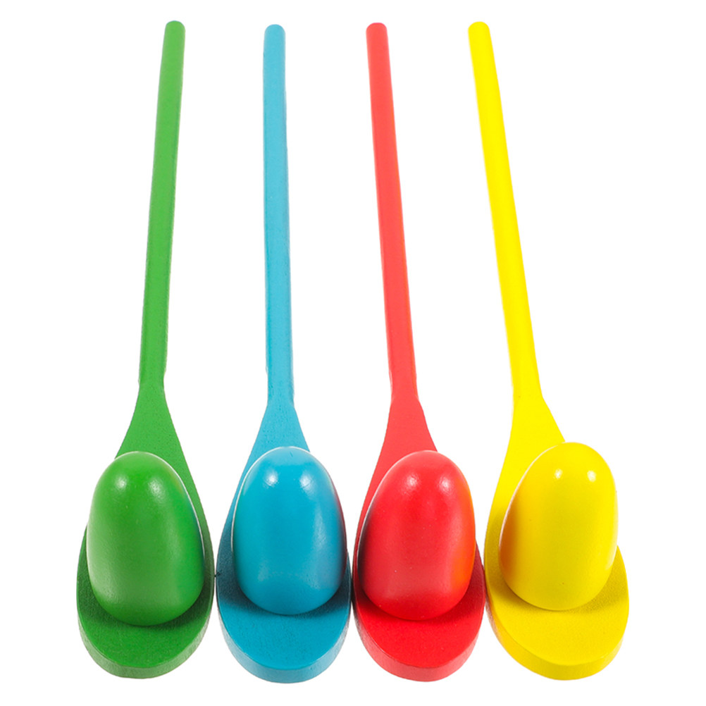 Party Games Physical - 4 Sets Houten Balans-eier Lepelset Buiten